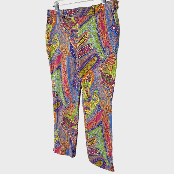 Lauren Ralph Lauren Paisley Rainbow Pants Women's Petite 6P Hippy Boho Woodstock - Picture 2 of 10